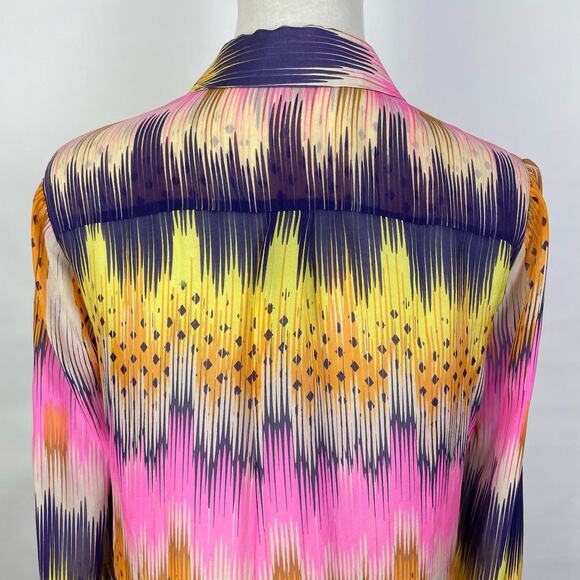 Leifsdottir Anthropologie | Mixed Print Silk Button Down Blouse As Seen on TV - Picture 5 of 10